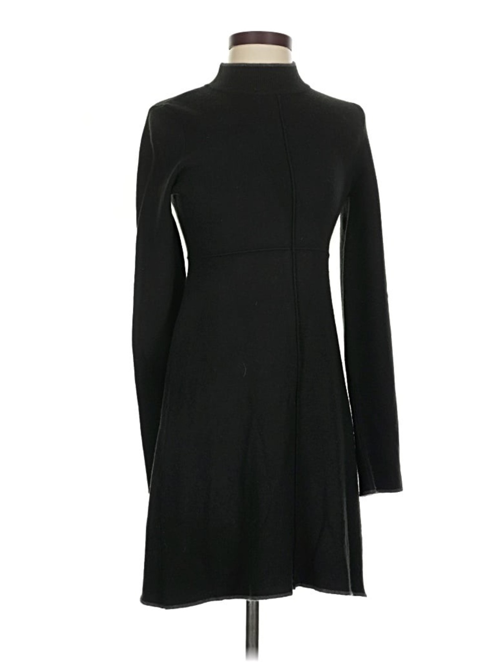 Topshop Black Long-Sleeve Fit & Flare Dress